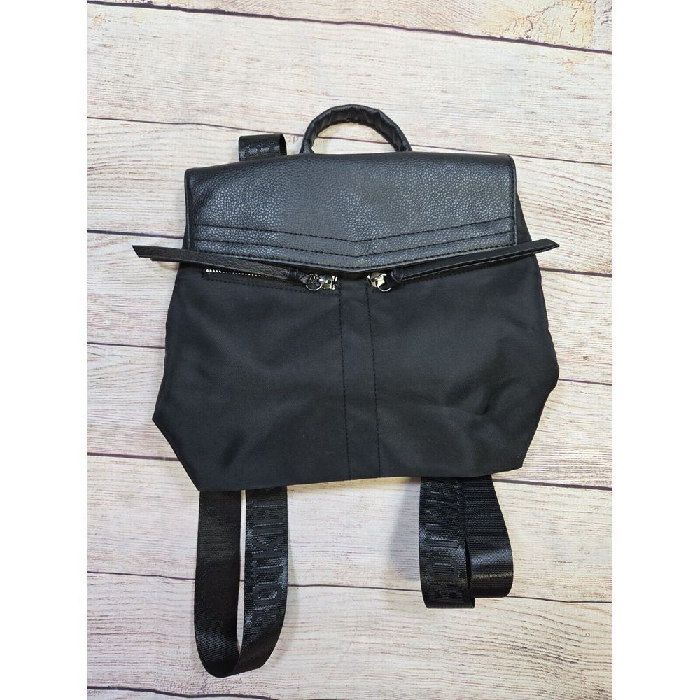 Botkier Womens Faux Leather Trim Flap Back Pack Shoulder Handbag‎ Black